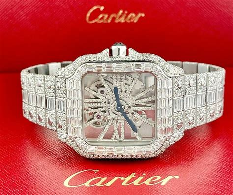 men's cartier skeleton watch|cartier skeleton watch iced out.